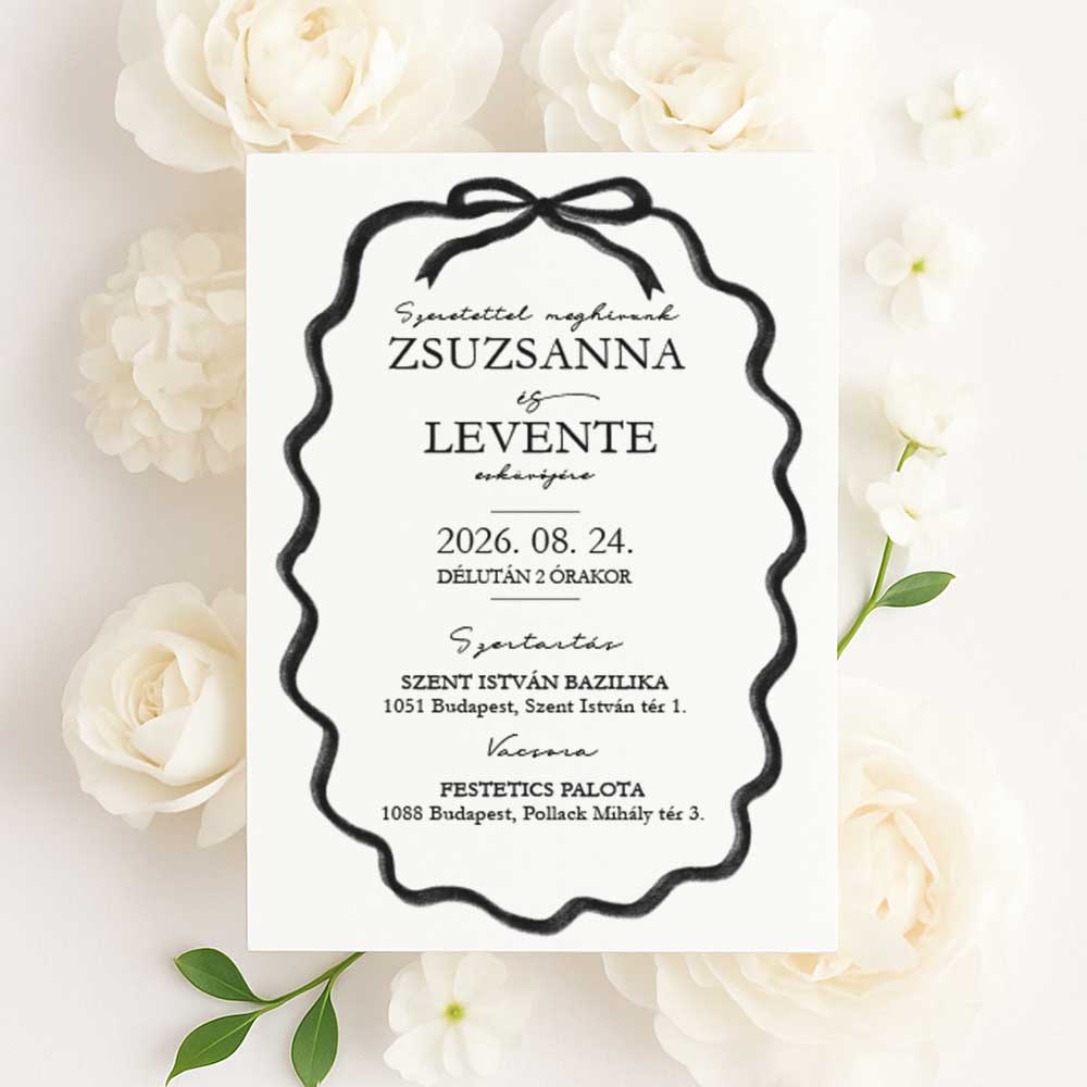 MODERN SZALAGOS ESKÜVŐI MEGHÍVÓ