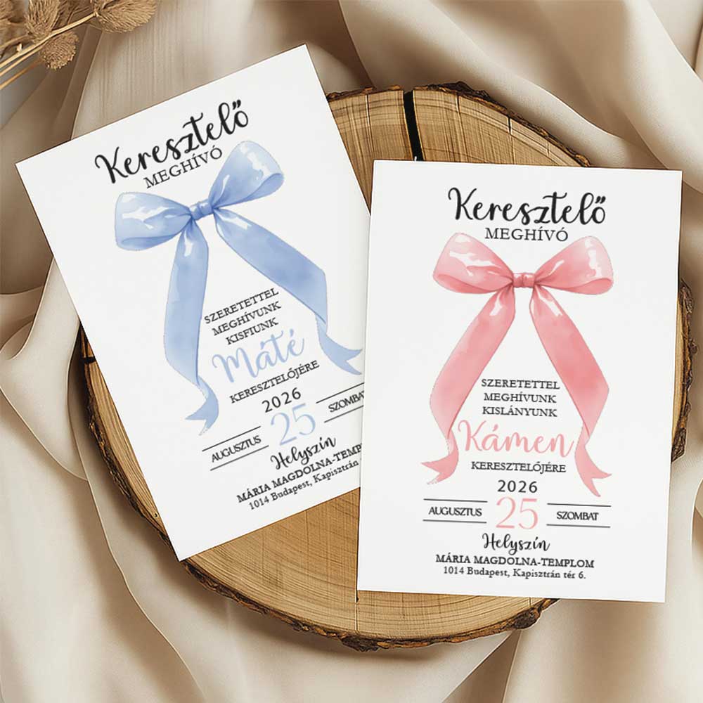 ELEGÁNS KERESZTELŐ MEGHÍVÓ MASNIVAL