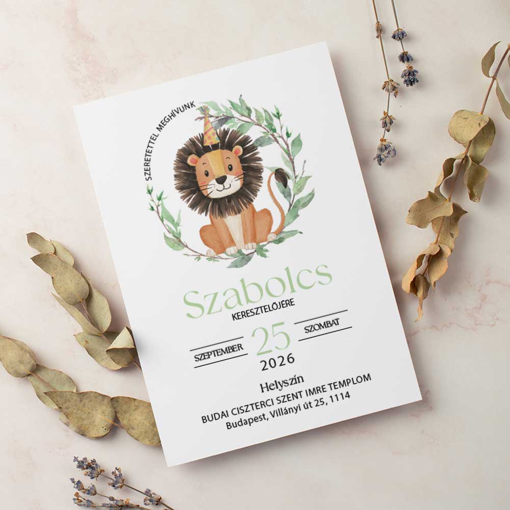 OROSZLÁNOS KERESZTELŐ MEGHÍVÓ