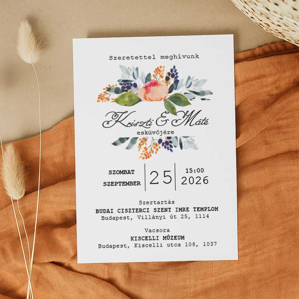 ŐSZI AKVARELL ESKÜVŐI MEGHÍVÓ