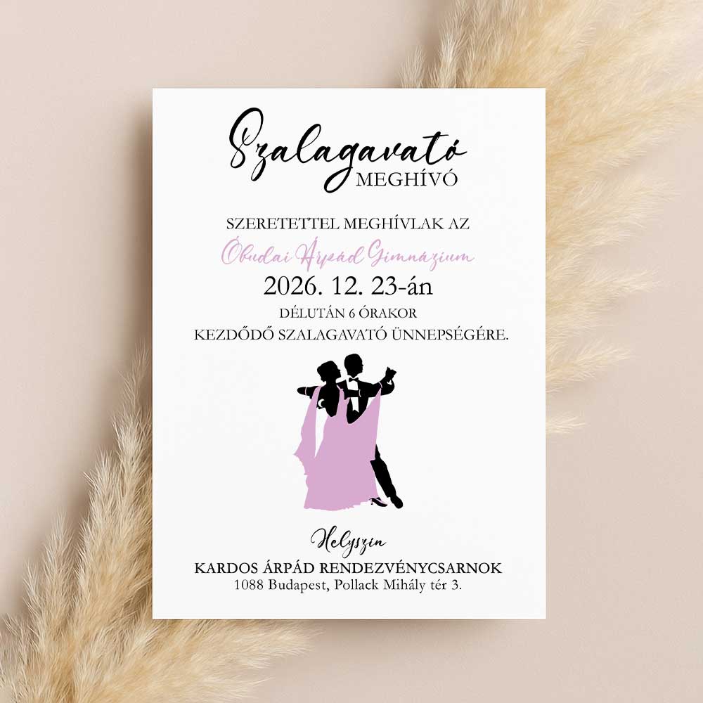KLASSZIKUS PÁROS SZALAGAVATÓ MEGHÍVÓ