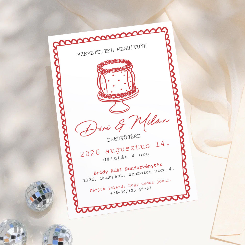 STÍLUSOS TORTÁS MODERN ESKÜVŐI MEGHÍVÓ