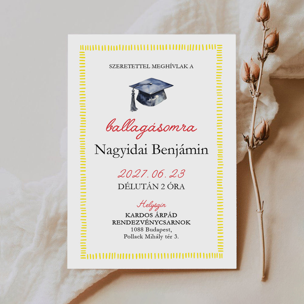 KLASSZIKUS BALLAGÁSI SAPKÁS MEGHÍVÓ