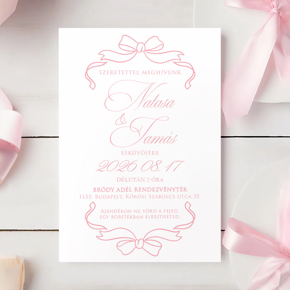 KLASSZIKUS SZALAGOS ESKÜVŐI MEGHÍVÓ