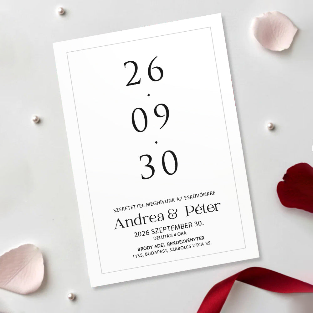 DÁTUMOS MODERN ESKÜVŐI MEGHÍVÓ