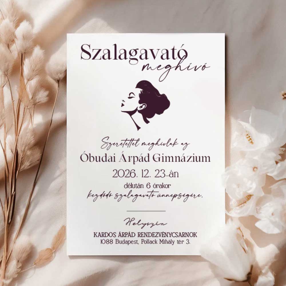 NŐI FEJ SZILUETTES SZALAGAVATÓ MEGHÍVÓ