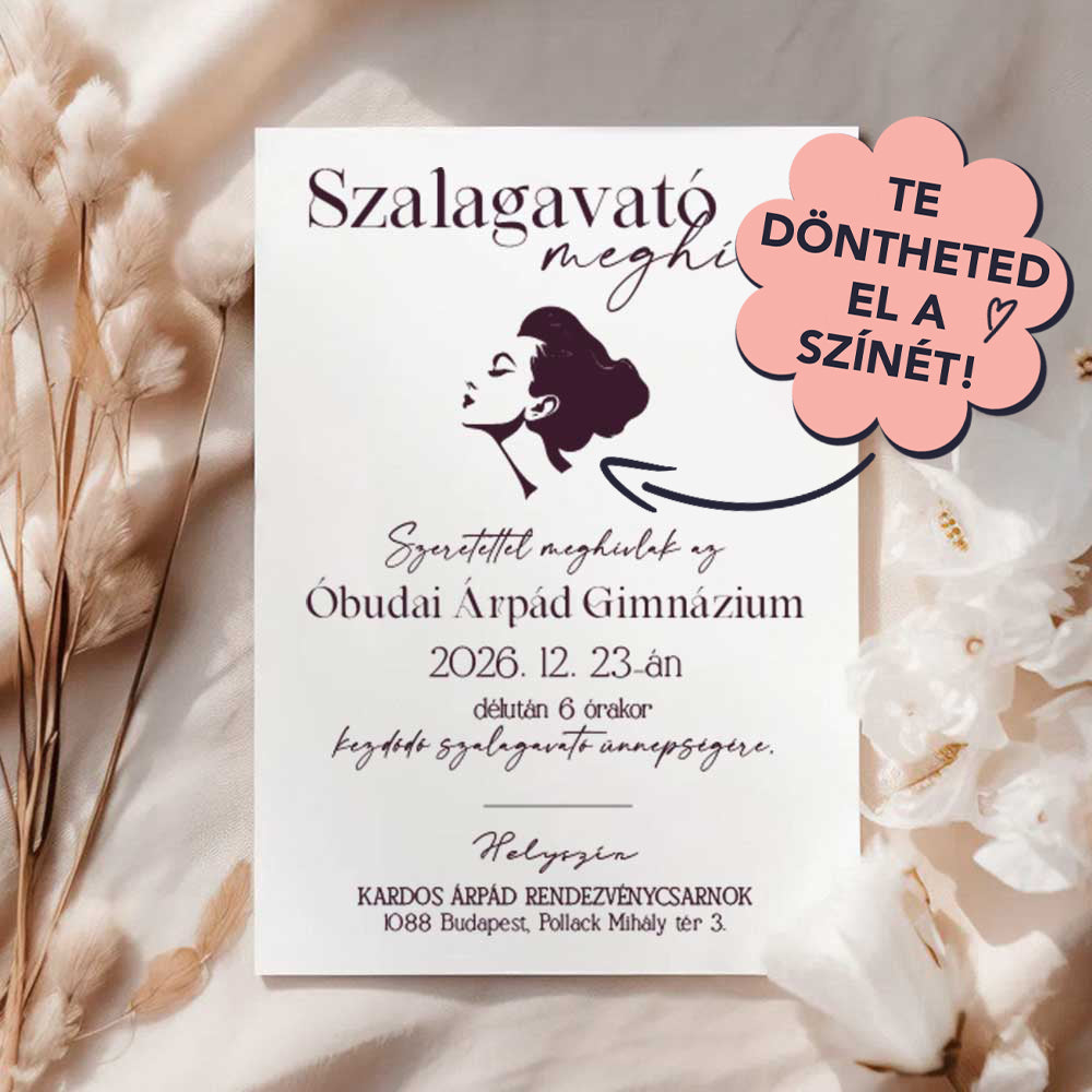 NŐI FEJ SZILUETTES SZALAGAVATÓ MEGHÍVÓ