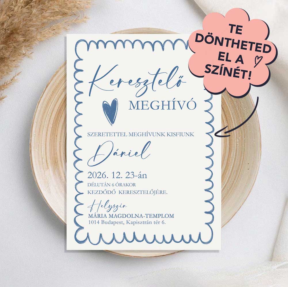 HULLÁMOS KERETES KERESZTELŐ MEGHÍVÓ