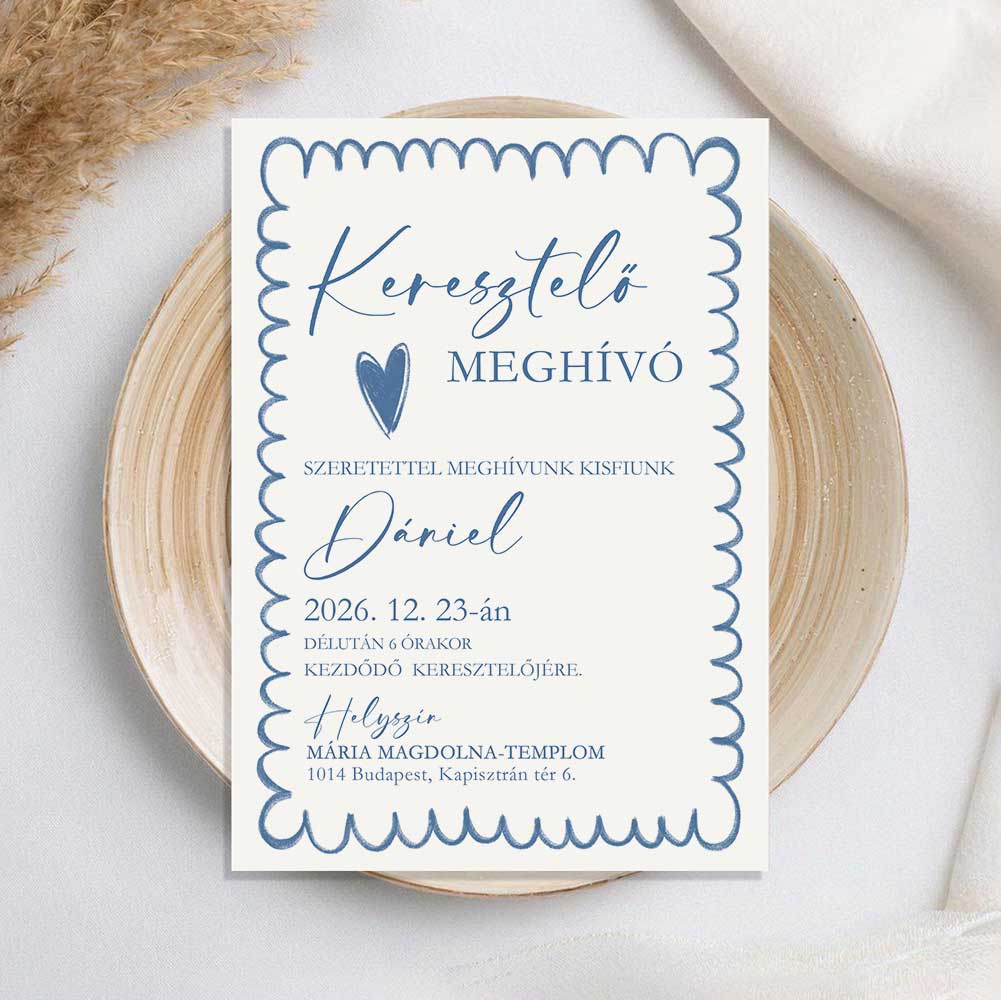 HULLÁMOS KERETES KERESZTELŐ MEGHÍVÓ