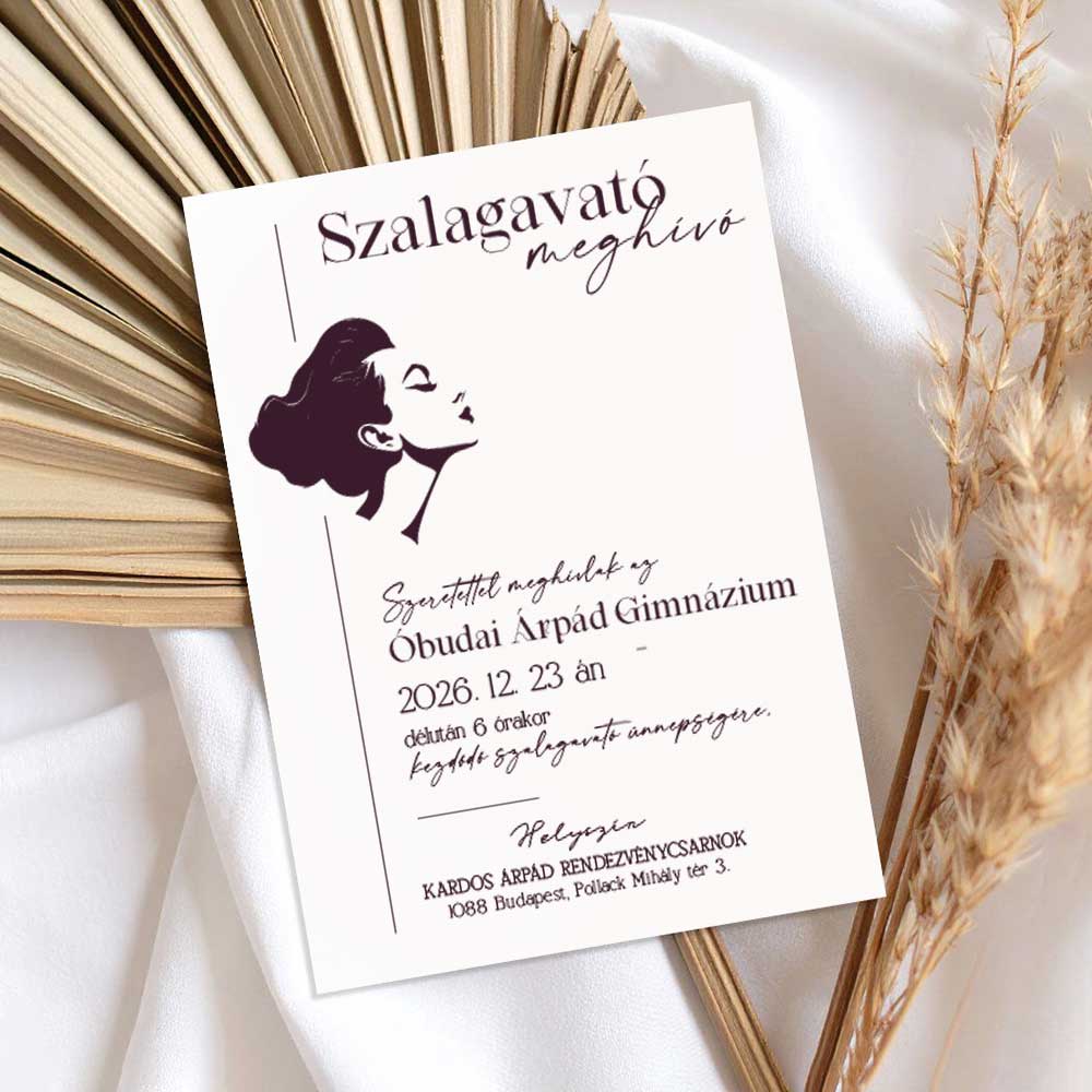 ELEGÁNS NŐI FEJES SZALAGAVATÓ MEGHÍVÓ