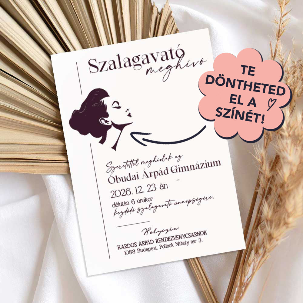 ELEGÁNS NŐI FEJES SZALAGAVATÓ MEGHÍVÓ