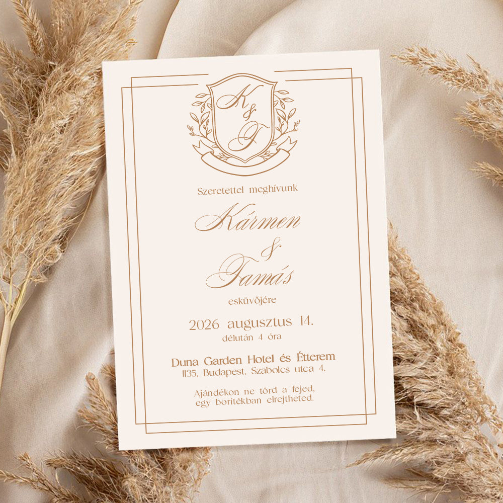 PAJZSOS MONOGRAMMOS ESKÜVŐI MEGHÍVÓ