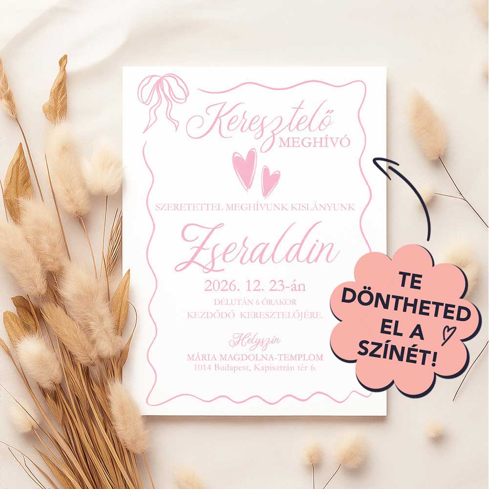 SZALAGOS DÍSZÍTÉSŰ KERESZTELŐ MEGHÍVÓ