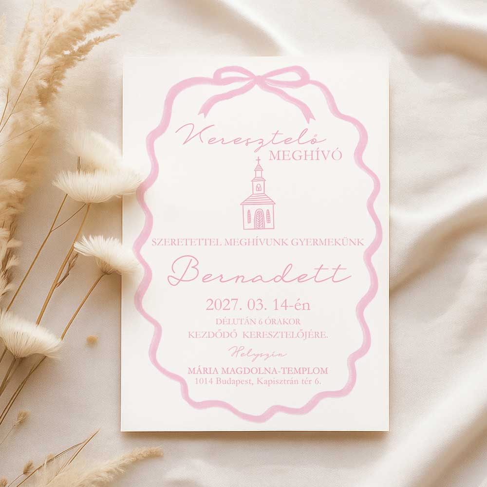 ELEGÁNS MASNIS KERESZTELŐ MEGHÍVÓ