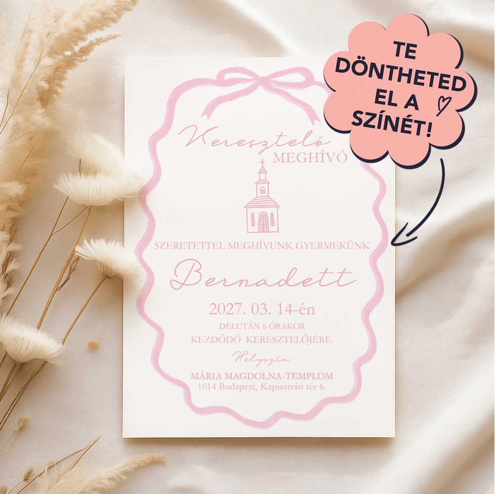 ELEGÁNS MASNIS KERESZTELŐ MEGHÍVÓ