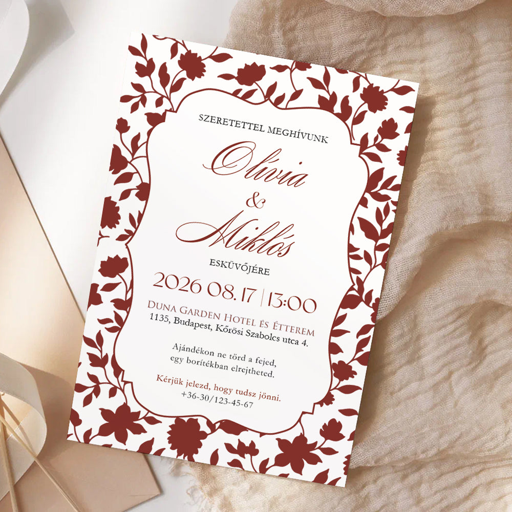 VIRÁG HÁTTERES ELEGÁNS ESKÜVŐI MEGHÍVÓ