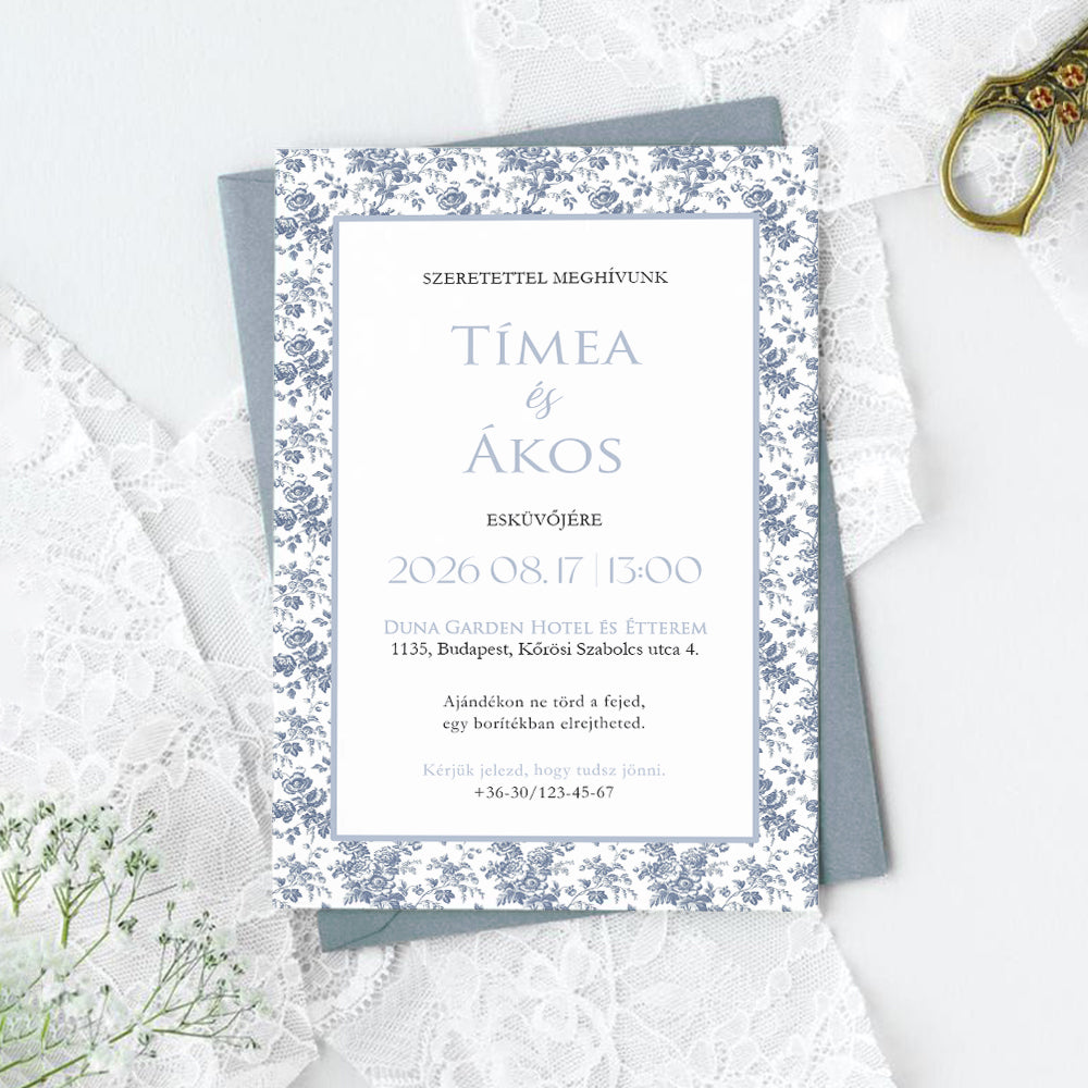 VINTAGE VIRÁGOS KIFINOMULT ESKÜVŐI MEGHÍVÓ